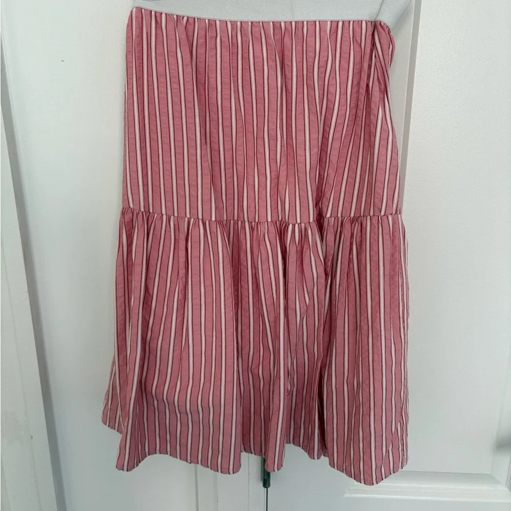 Darlin Striped Tiered Pink Cotton Skirt